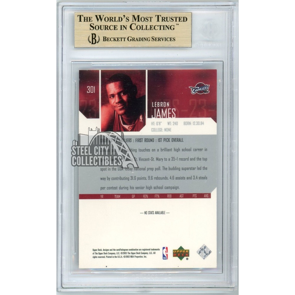 LeBron James 2003-04 Upper Deck Rookie Card #301 BGS 9.5 | Steel