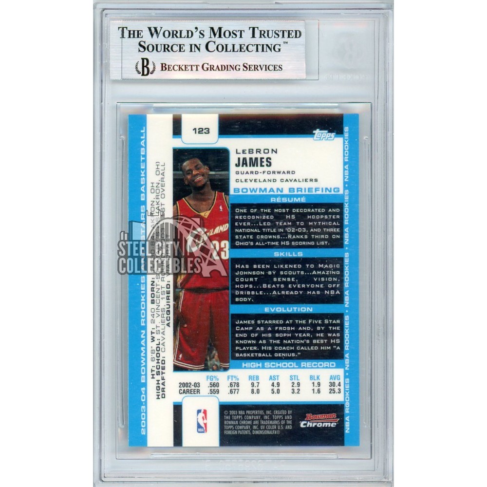 貴重　Lebron James Bowman Chrome RC BGS9 LeBron James 2003-04 Bowman Chrome Rookie Card #123 BGS 9 | Steel