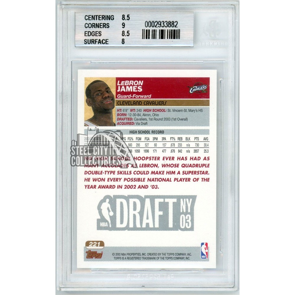 LeBron James 2003-04 Topps Rookie Card #221 BGS 8.5 (Subgrades on