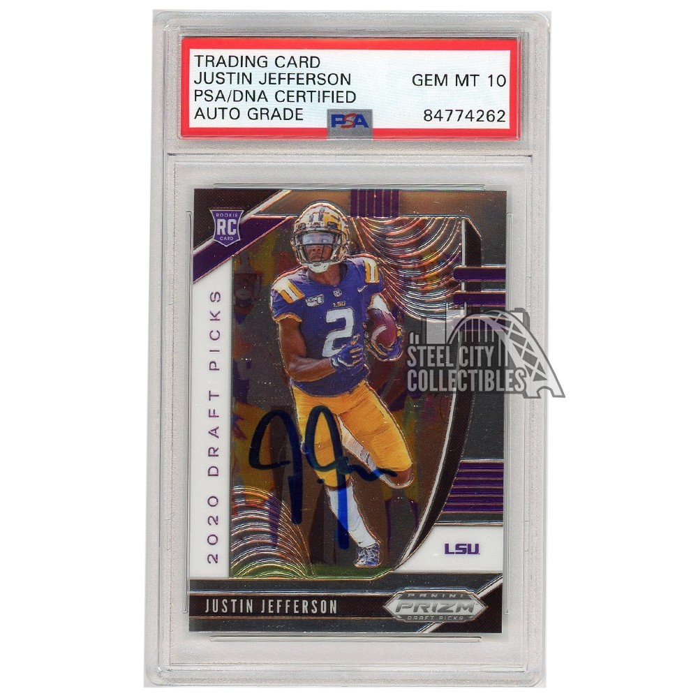 Justin Jefferson 2020 Panini Prizm Draft Autograph Rookie Card 126 PSA