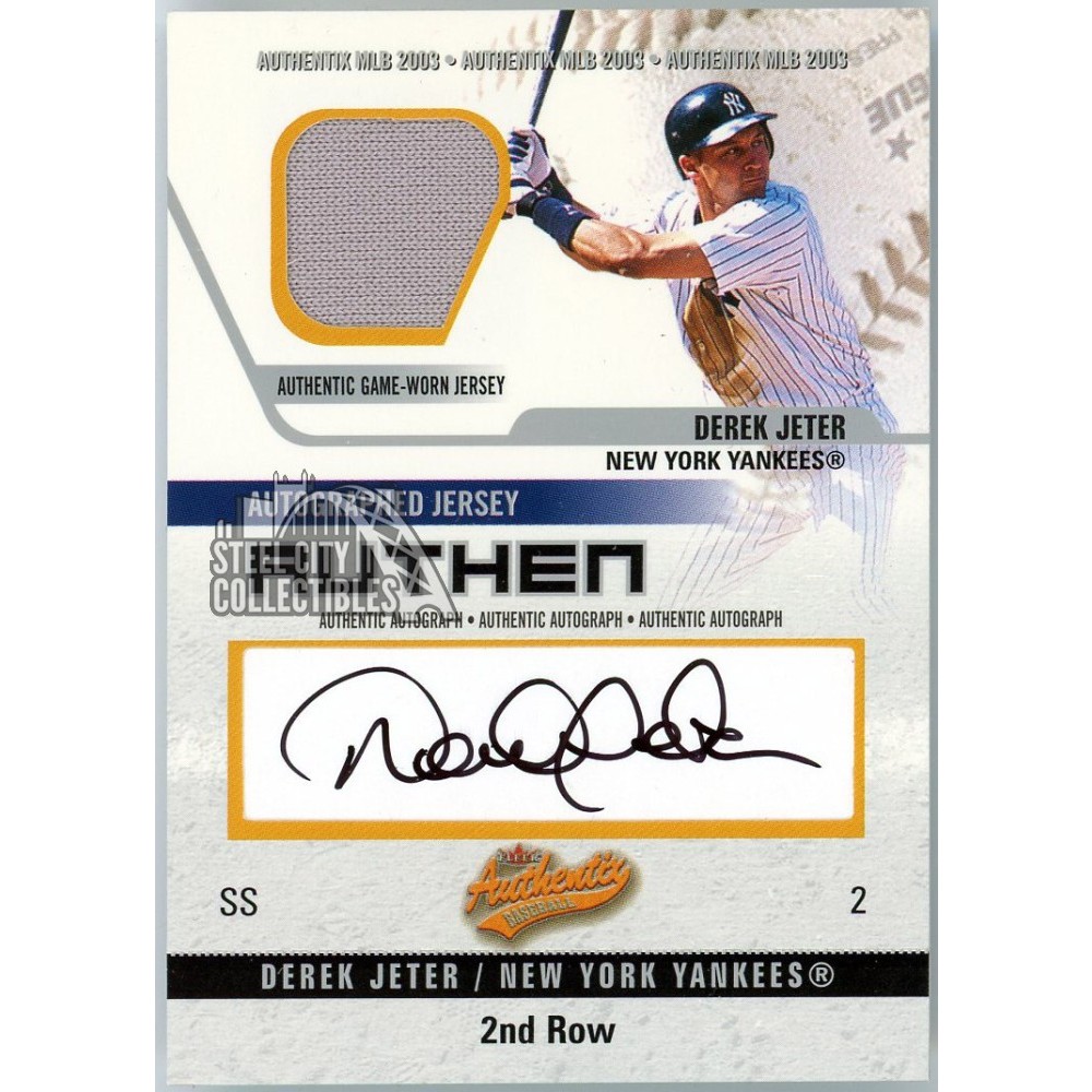 Derek Jeter 2003 Fleer Authentix Jersey Autograph Card #AJA-DJ 24