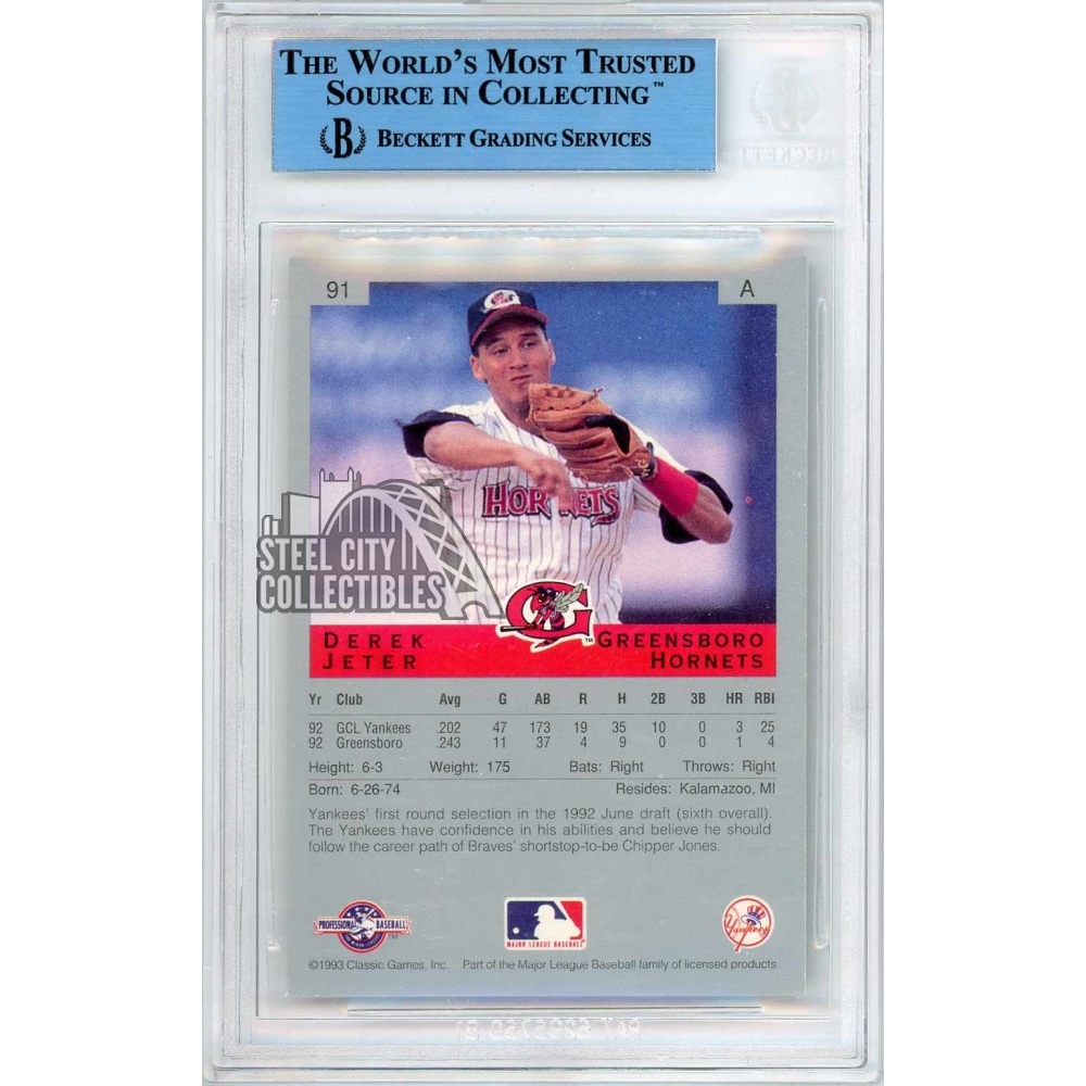 Derek Jeter 1993 Classic Best Autograph Rookie Card #91 BAS/JSA