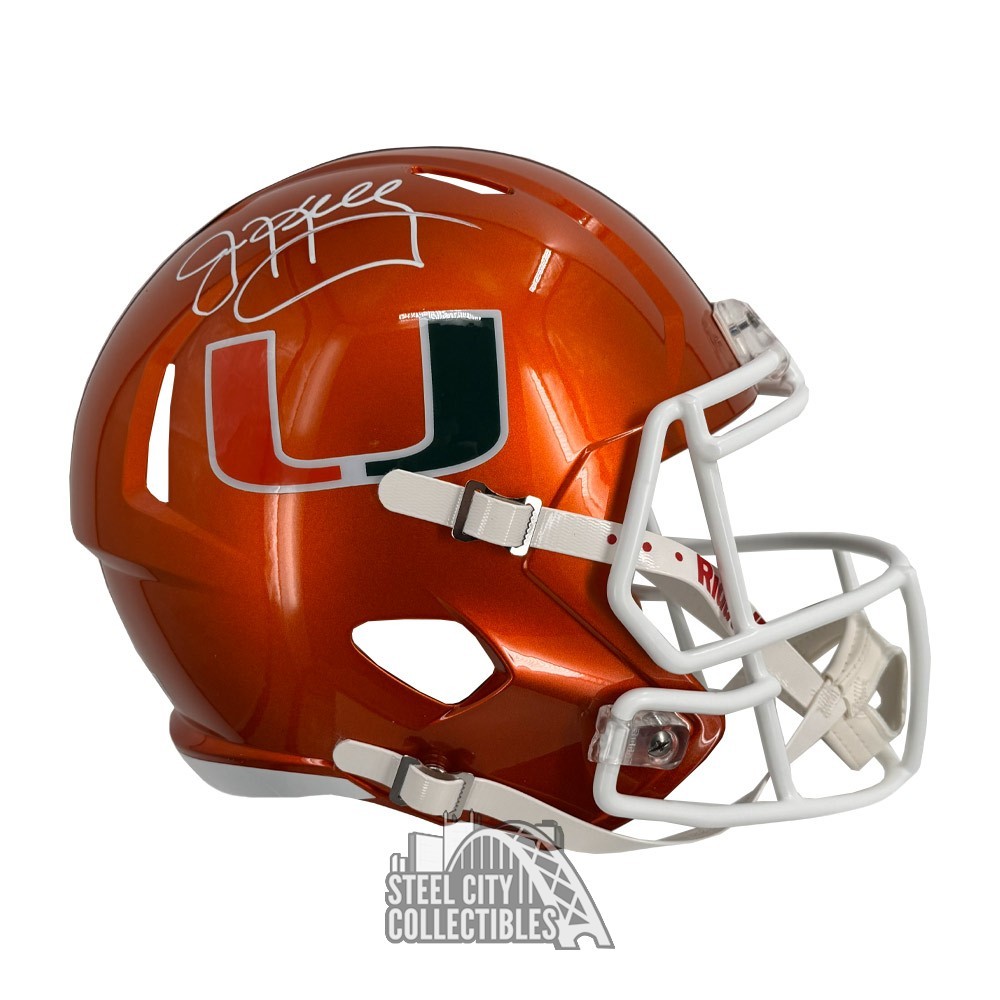 autographed football helmet full size Riddell Miami Hurricanes Student Athlete #2 Jordan Lyle Black This autographed helmet includes a Panini Authentic certificate of authenticity with a unique hologram number that corresponds to the hologram on the actual collectible John Elway Signed Denver Broncos