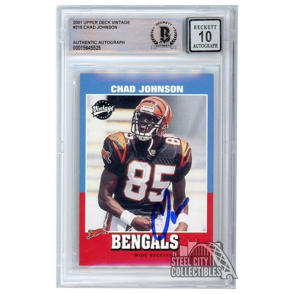 Chad Johnson 2001 Upper Deck Vintage Autograph Rookie Card #215 BAS 10 ...