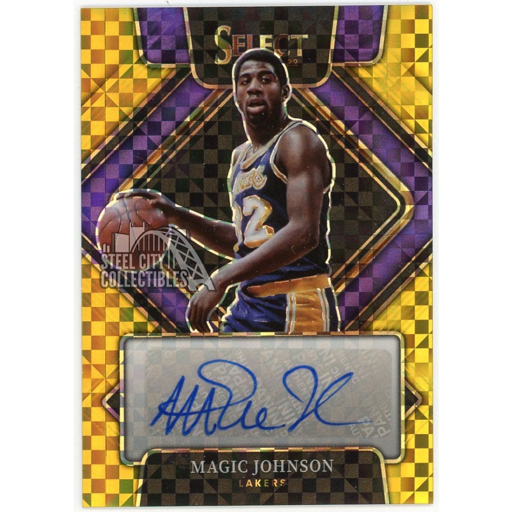 Magic Johnson 2021-22 Panini Select Gold Autograph Card #SG-MJN 5