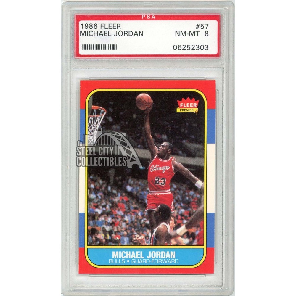 Michael Jordan 1986-87 Fleer Basketball Rookie Card #57 PSA 8