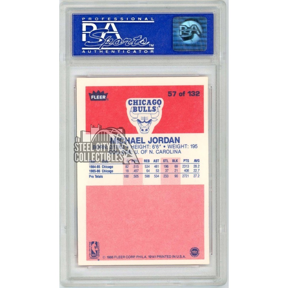 Michael Jordan 1986-87 Fleer Basketball Rookie Card #57 PSA 8