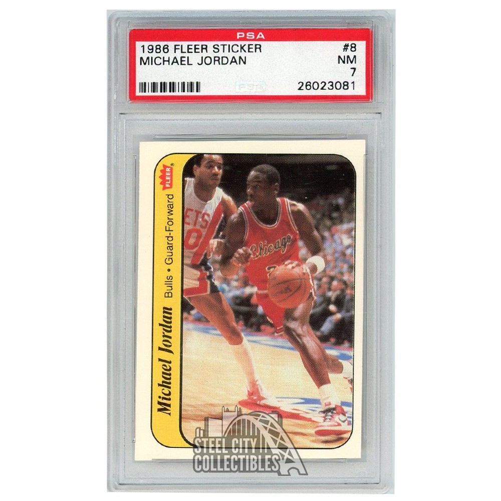 Michael Jordan 198687 Fleer Sticker Rookie Card 8 PSA 7 Steel City