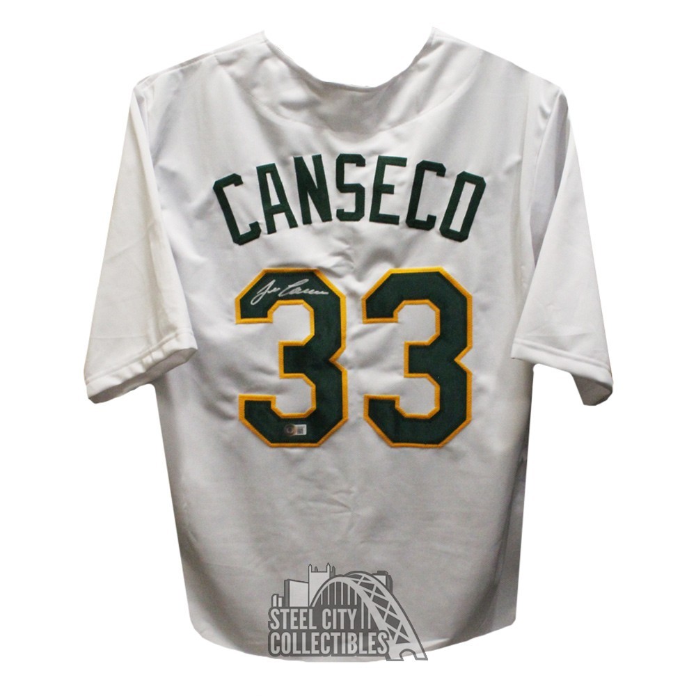 Jose Canseco Autographed Oakland White Custom Baseball Jersey - BAS