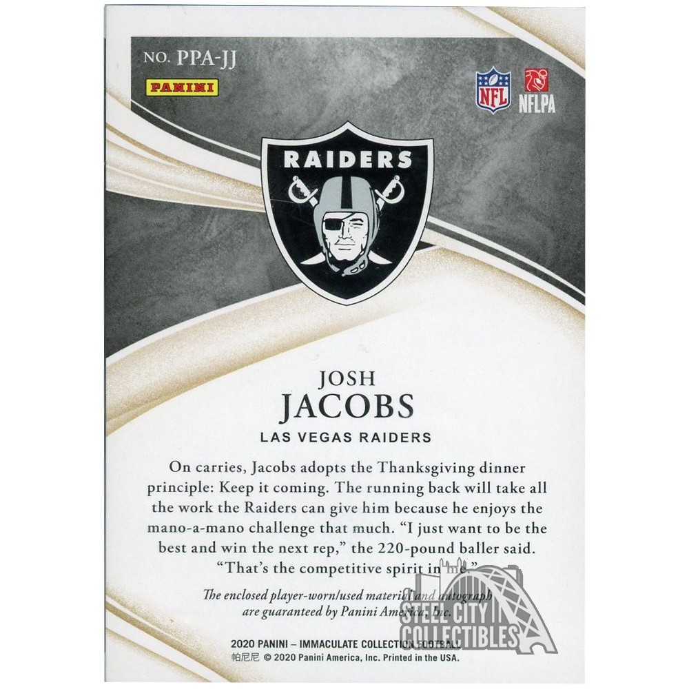 Josh Jacobs 2020 Panini Immaculate Collection Premium Autograph