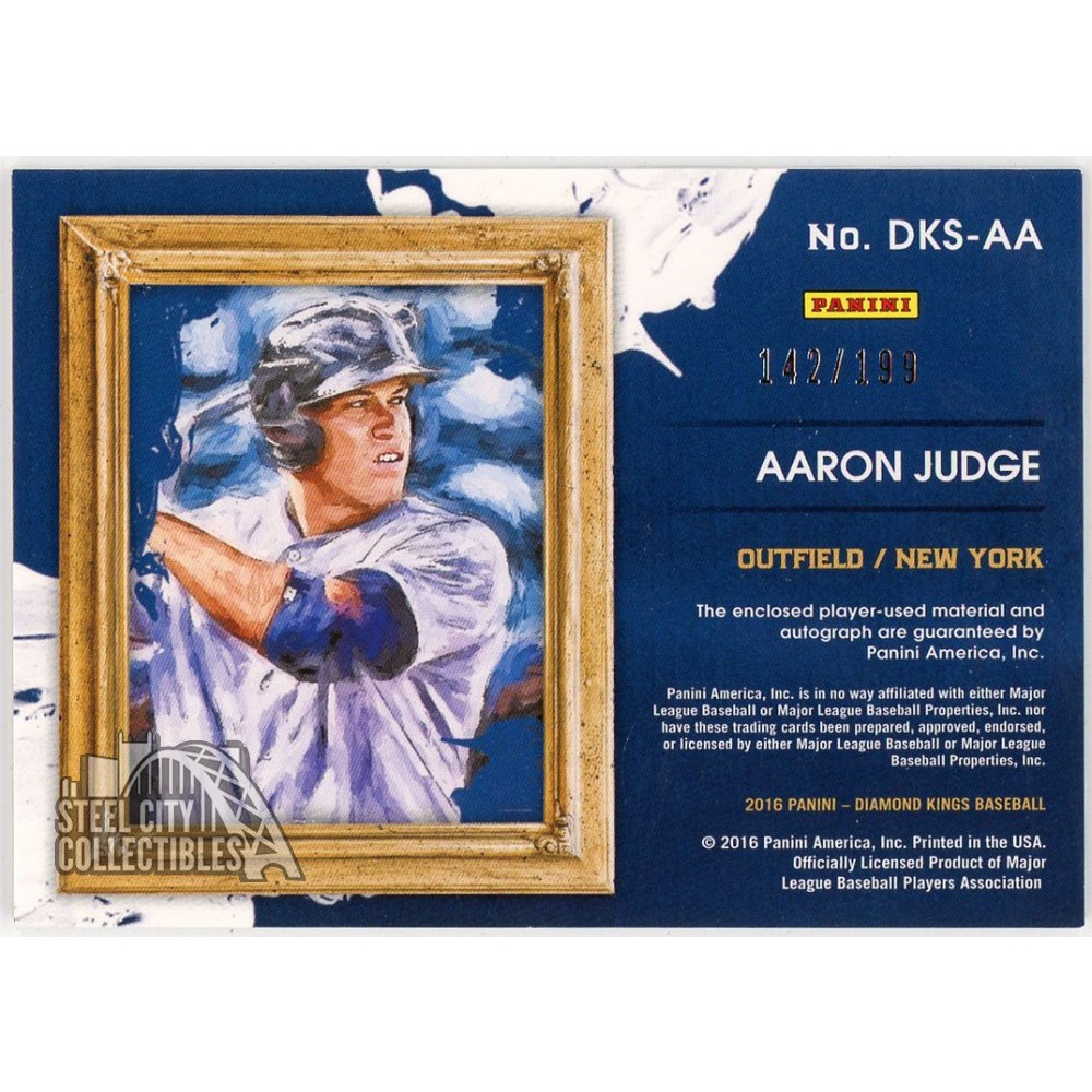 Aaron Judge 2016 Panini Diamond Kings Dual Jersey Autograph Card 