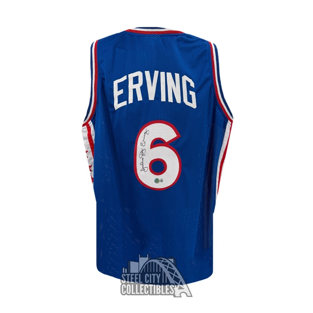 Julius Erving Autographed Philadelphia Custom Blue Basketball