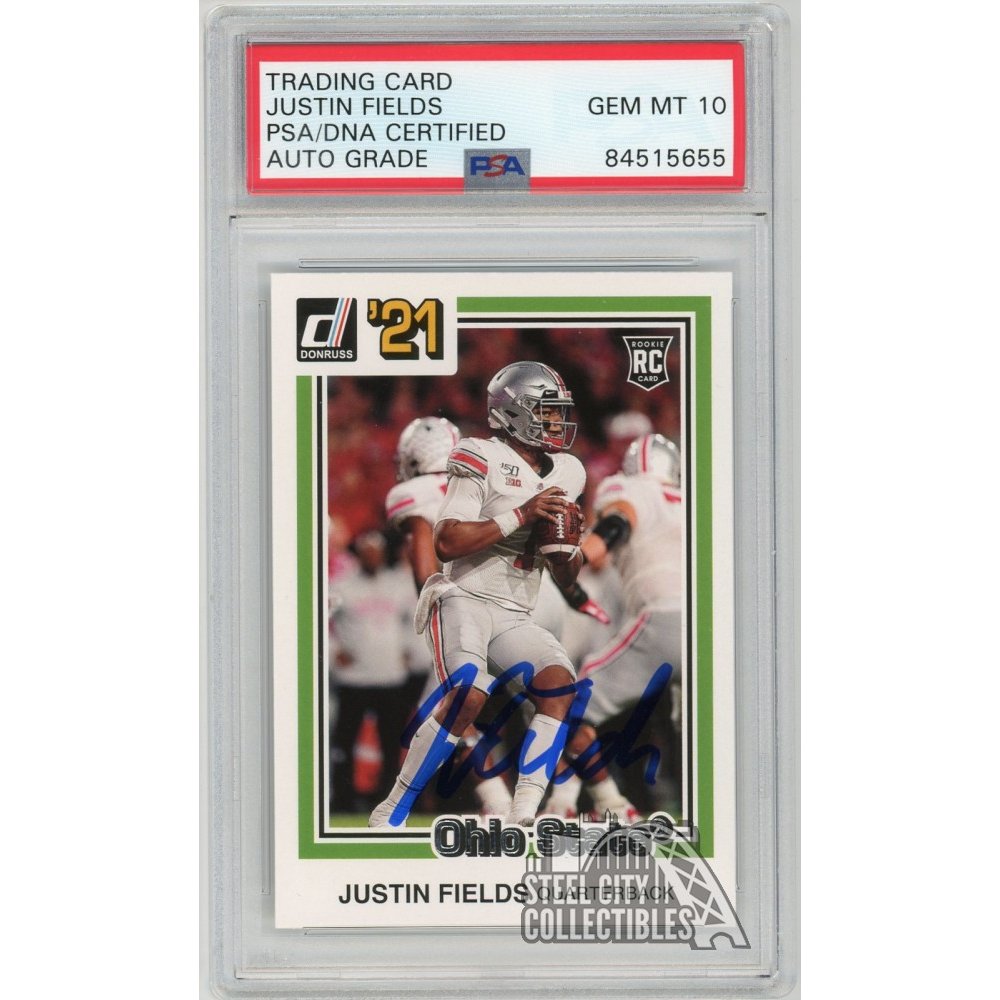 Justin Fields 2021 Chronicles Donruss Draft Picks RC Auto 33 PSA DNA 
