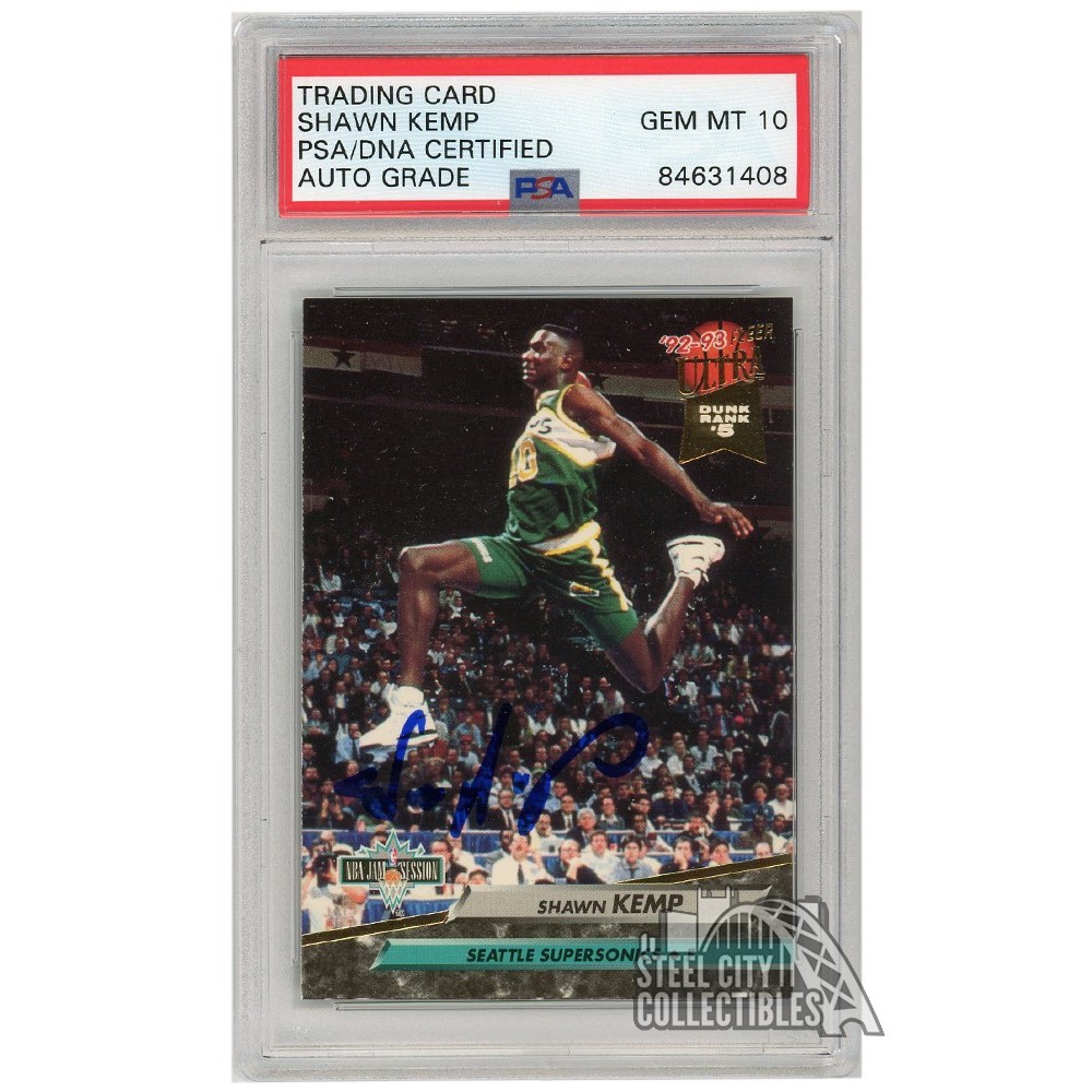 Shawn Kemp 199293 Fleer Ultra Autograph Card 205 PSA/DNA 10 Steel
