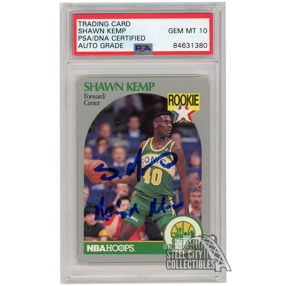 Shawn Kemp 1990-91 NBA Hoops Autograph RC Card "Reign Man" #279 PSA/DNA 10
