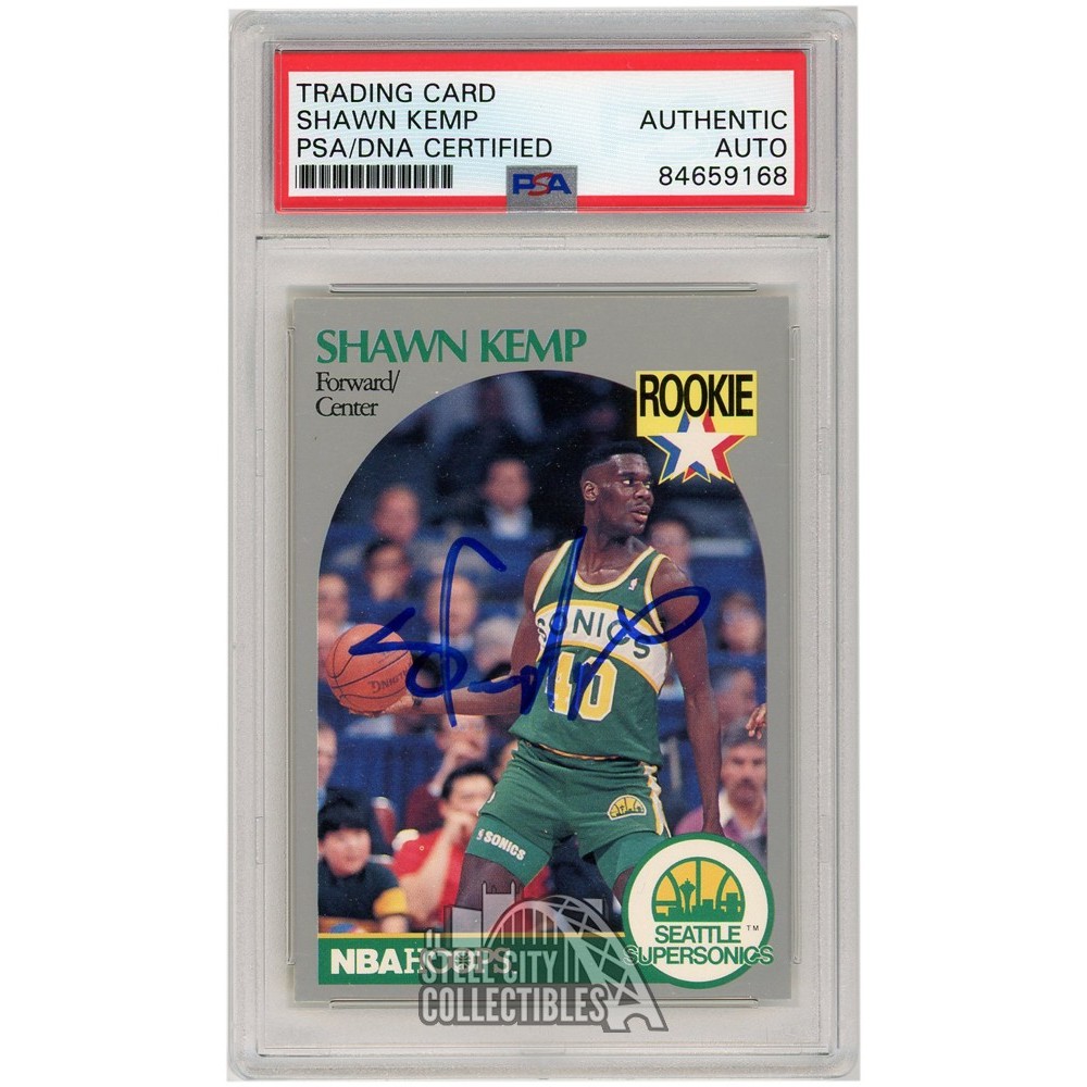 Shawn Kemp 199091 NBA Hoops Autograph Rookie Card 279 PSA/DNA Steel