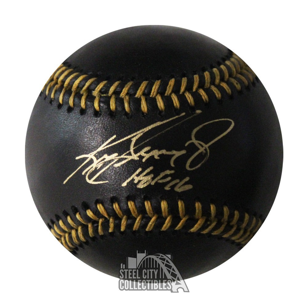 Ken Griffey Jr HOF 16 Autographed Black Official MLB Baseball