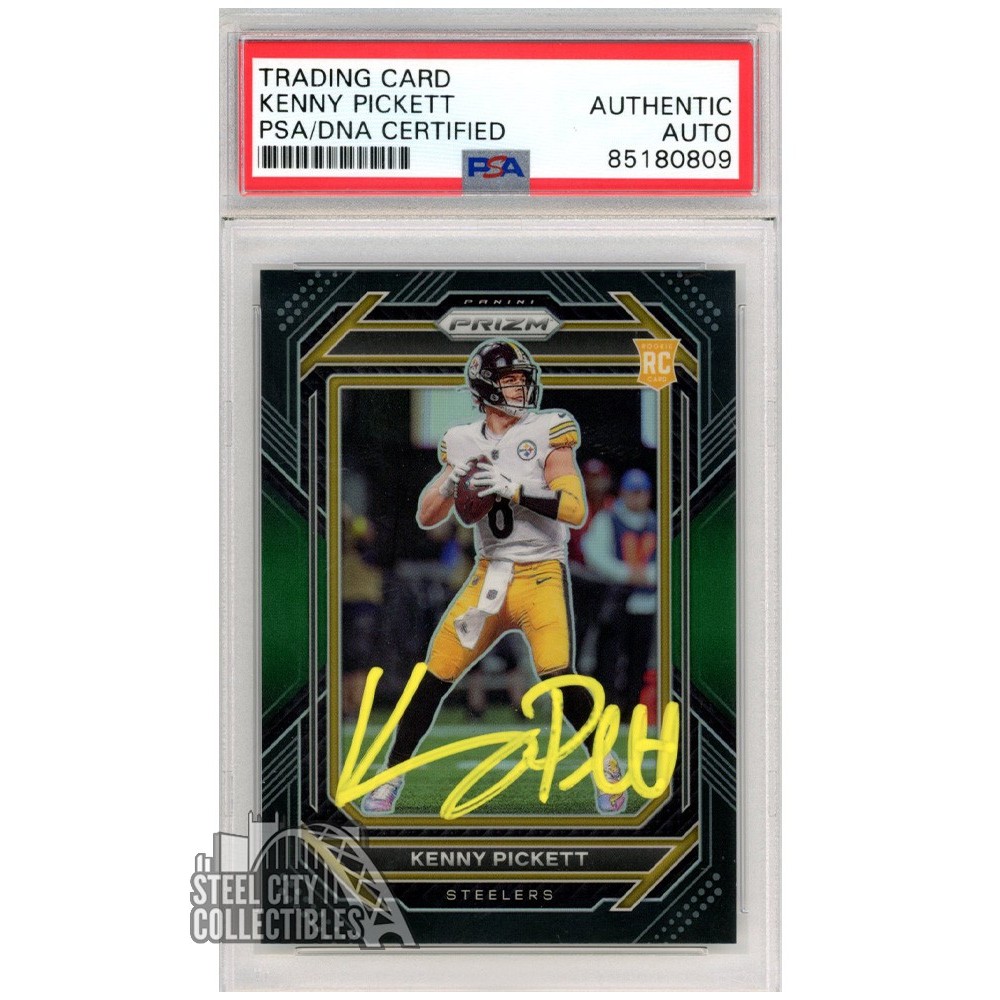 Kenny Pickett 2022 Panini Chronicles Prizm Black Green Autograph Rookie