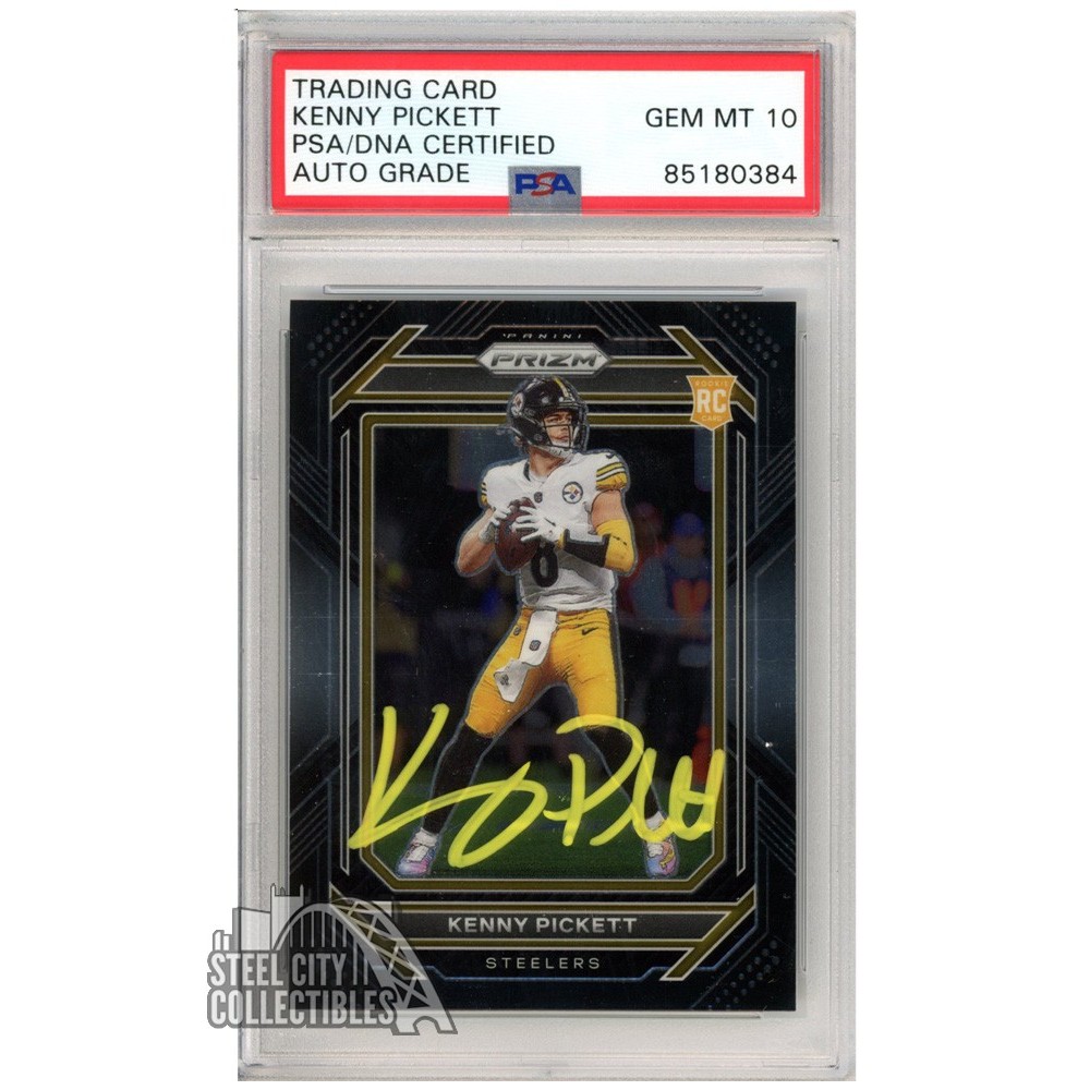 Kenny Pickett 2022 Panini Chronicles Prizm Black Autograph Rookie Card PB6 PSA/DNA 10 (Yellow