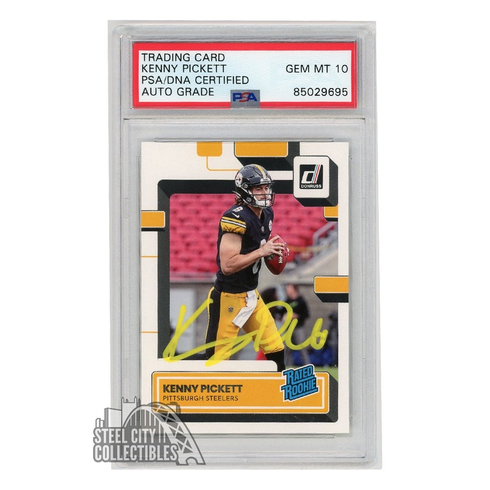 Kenny Pickett 2022 Panini Donruss Football Autograph Rookie Card 301 PSA/DNA 10 (Yellow