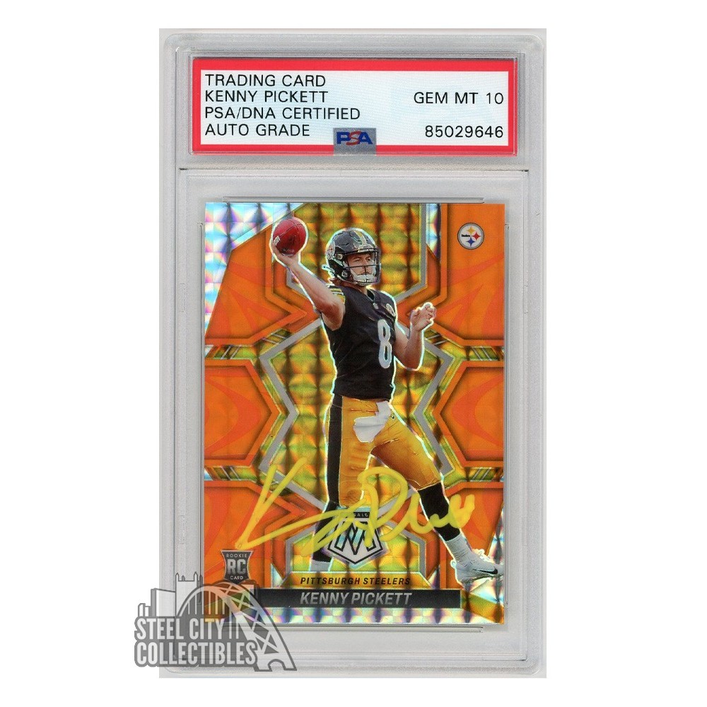 Kenny Pickett 2022 Panini Mosaic Orange Autograph Rookie Card 301 PSA/DNA 10 (Yellow) Steel