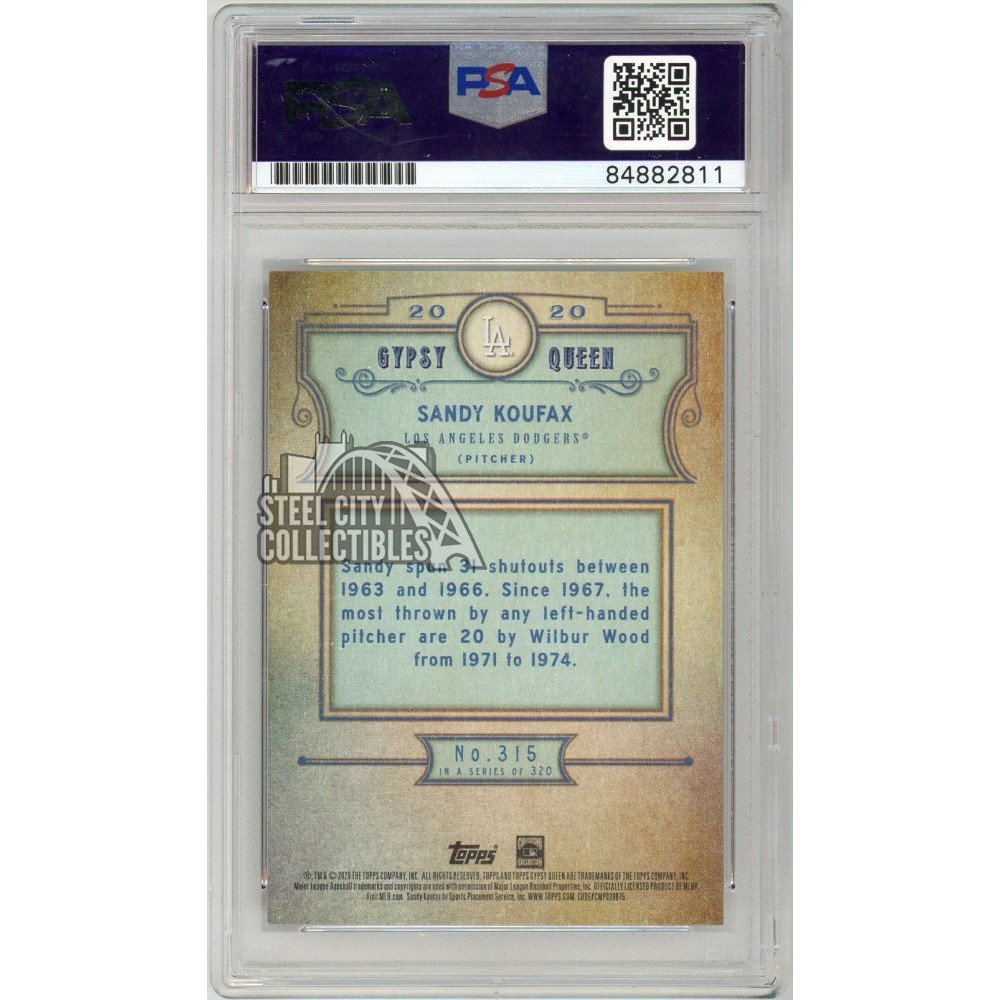 Sandy Koufax 2020 Topps Gypsy Queen Autograph Card #315 PSA/DNA 10