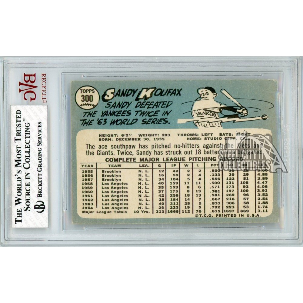 Qカード Sandy Koufax 1965 Topps Baseball Card #300 BVG 4.5 | Steel City