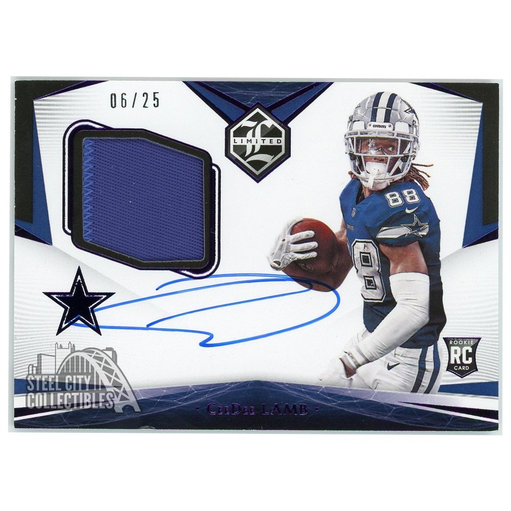 CeeDee Lamb 2020 Panini Limited Rookie Patch Autograph Card