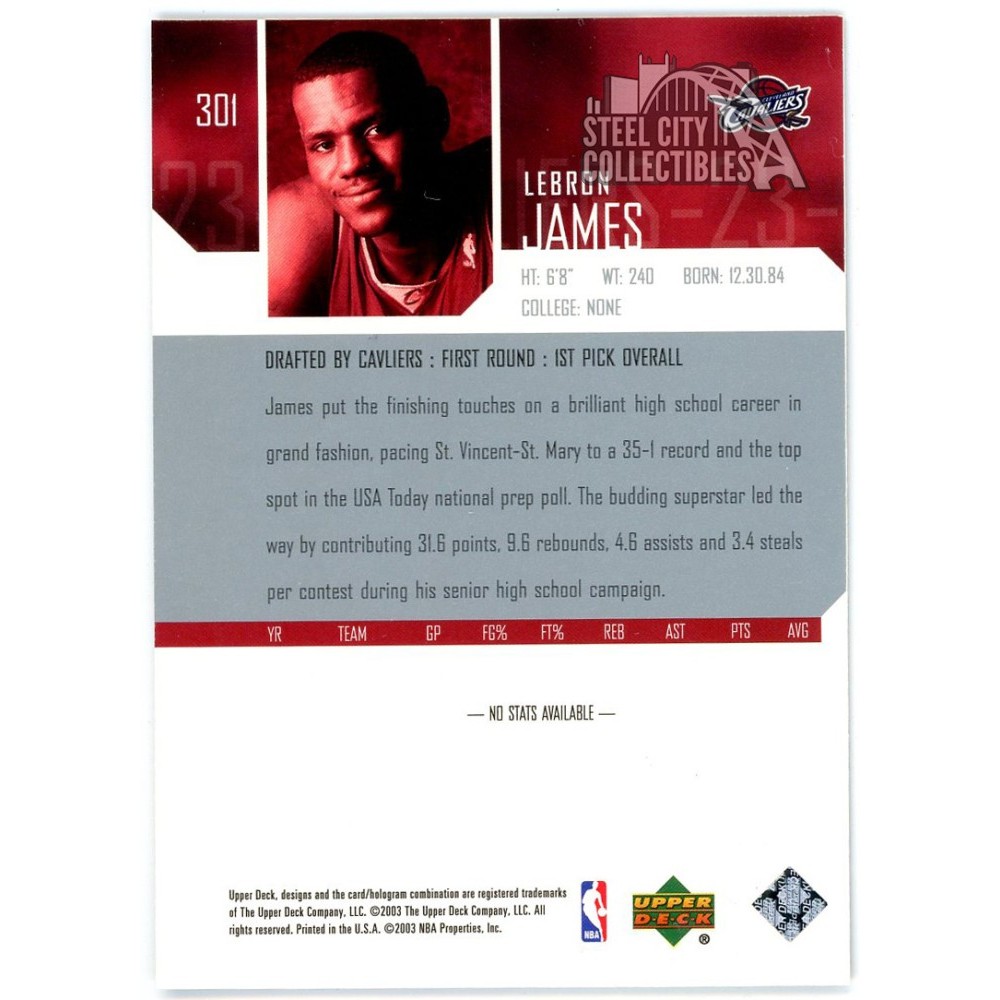 LeBron James 2003-04 Upper Deck Star Rookie Card #301 | Steel City