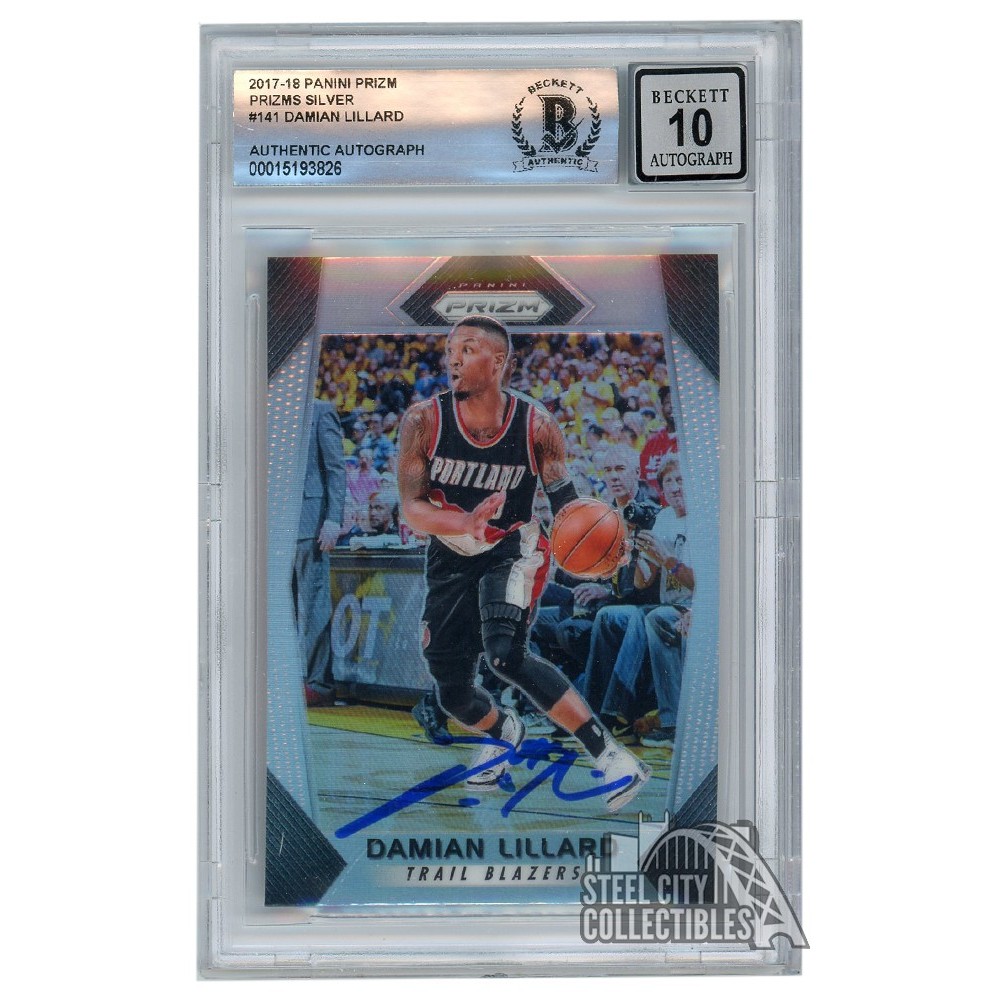 Damian Lillard 201718 Panini Prizm Silver Autograph Card 141 BAS 10
