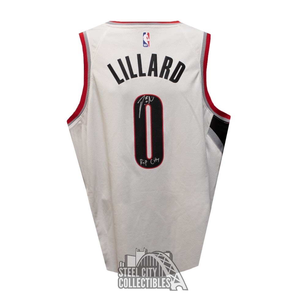 Damian Lillard Autographed Portland Swingman Jersey Rip City Inscription - BAS