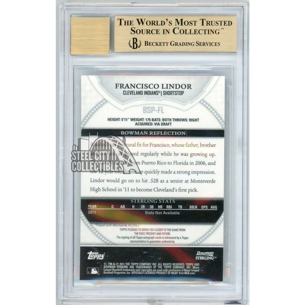 Francisco Lindor 2011 Bowman Sterling Autograph Card #BSP-FL BGS