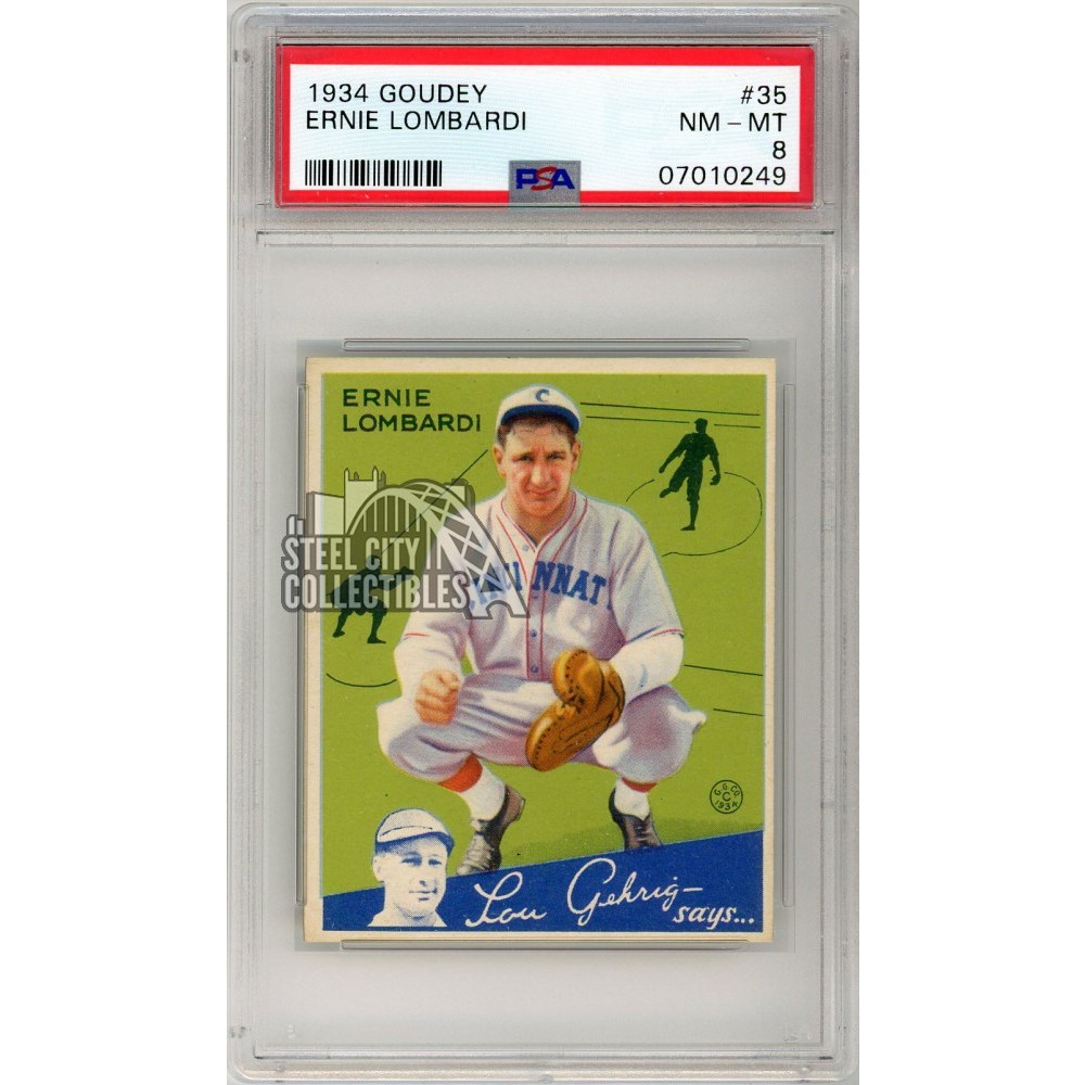 AAA フーディ 15th 20th Ernie Lombardi 1934 Goudey Baseball Rookie Card #35 PSA 8 | Steel