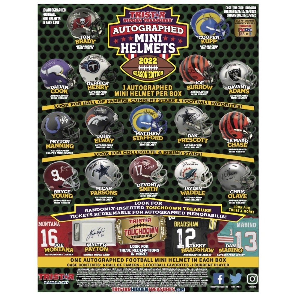 2022 Tristar Hidden Treasures Autographed Football Mini Helmet 2022