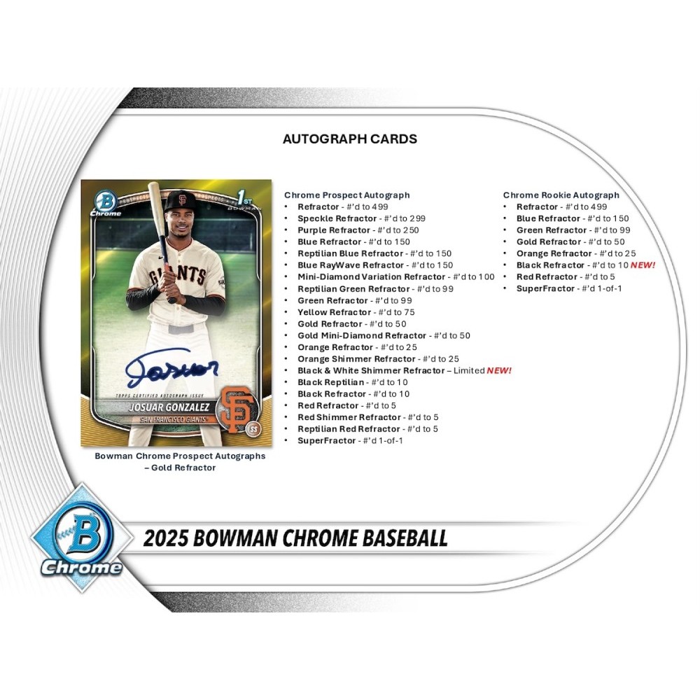2025 Bowman Chrome Baseball Hobby Box | Steel City Collectibles