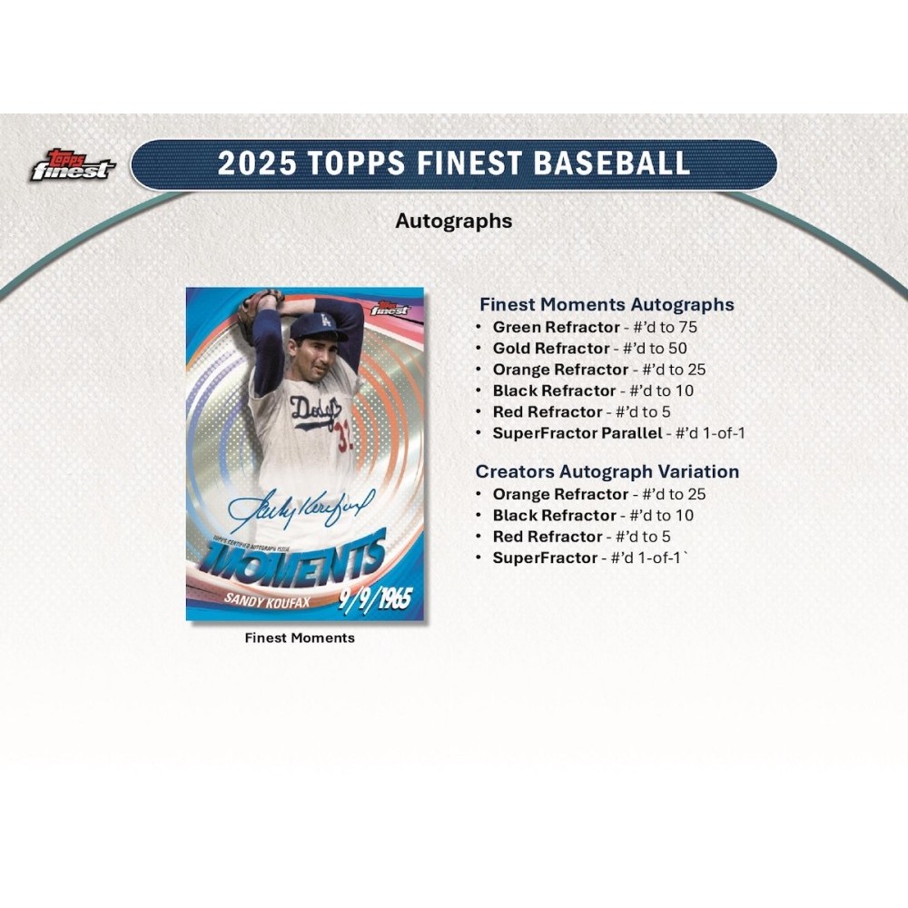 2025 Topps Finest Baseball Hobby Box | Steel City Collectibles