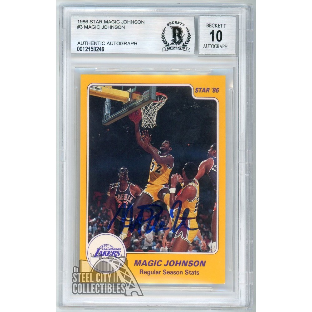 Magic Johnson 1986 Star Autograph Card #3 BAS 10 (249) | Steel
