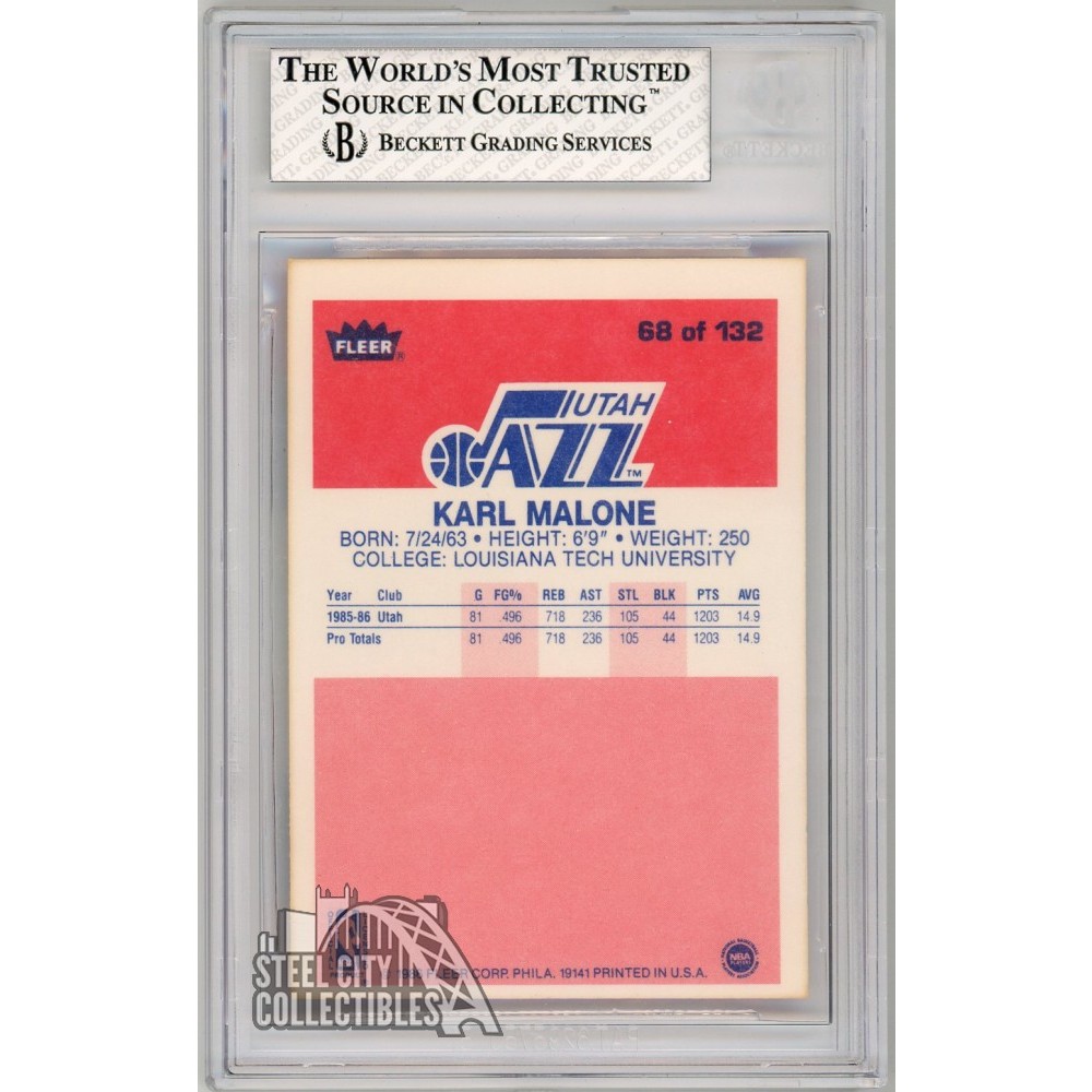 Karl Malone 1986-87 Fleer Rookie Card #68 BGS 6.5 EX-MT+ | Steel