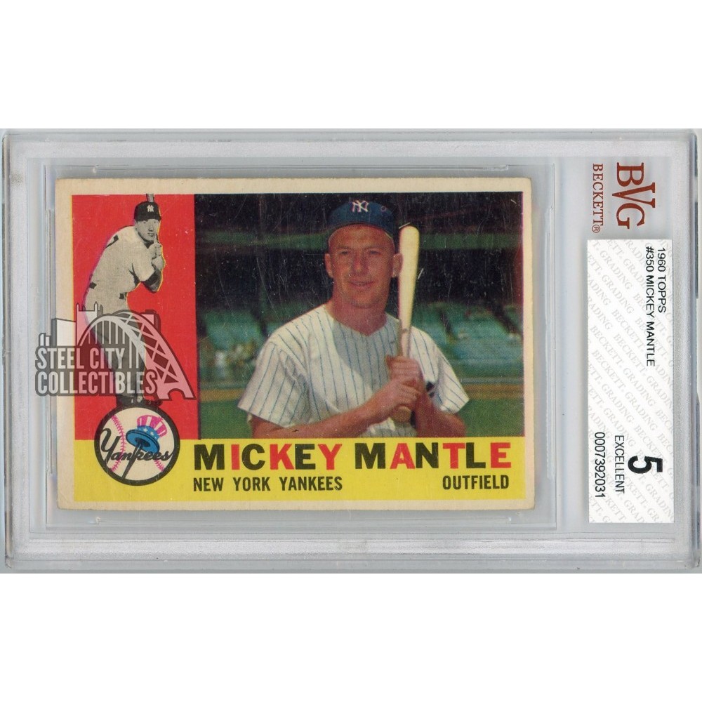 Mickey Mantle 1960 Topps Baseball Card #350 BVG 5 | Steel City