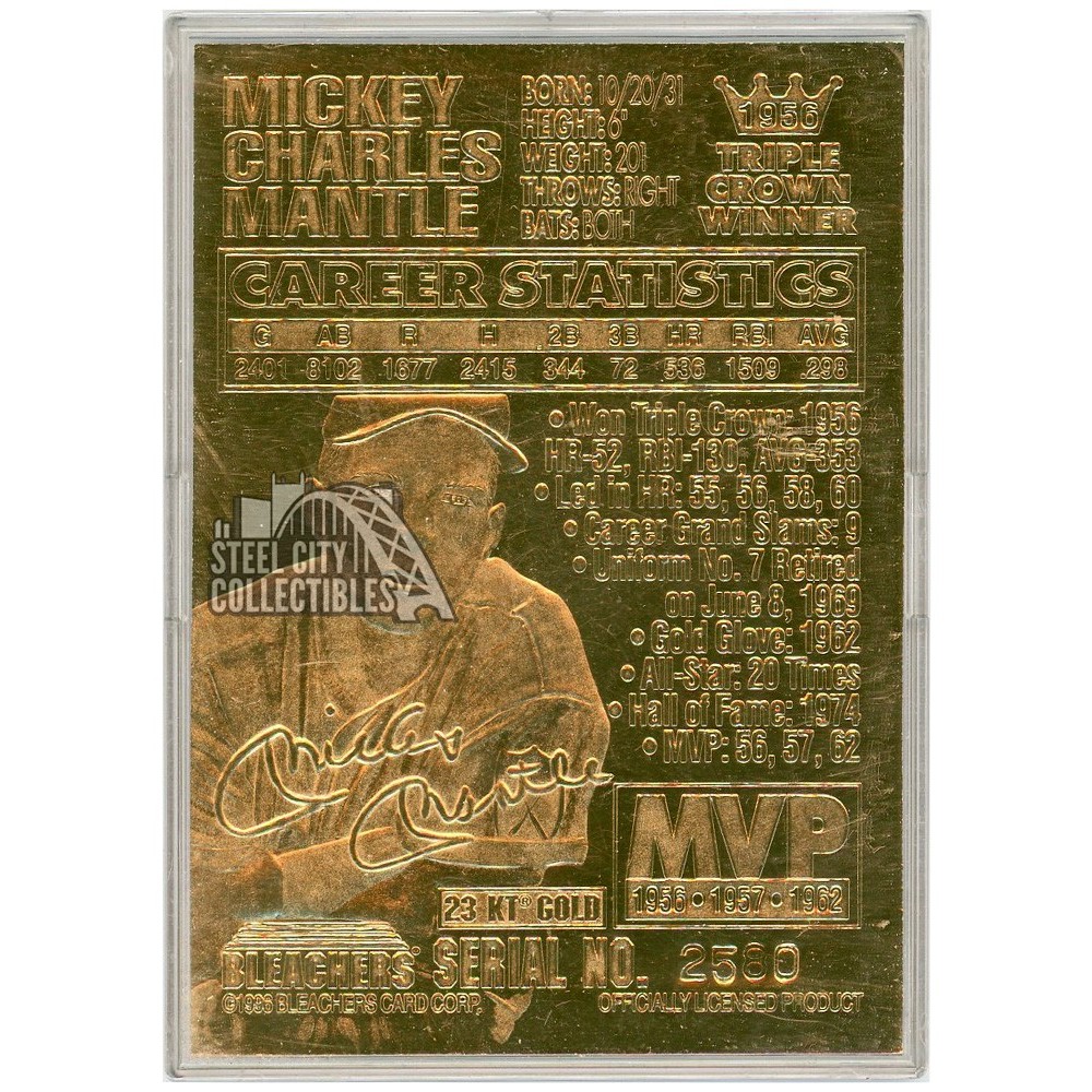 Graded Cards 1996 Mickey Mantle 23K Gold Card  Graded GEM-MINT 10 By WCG   New York Yankees Commerce Comet 1952 Mickey Mantle Baseball Trading Cards