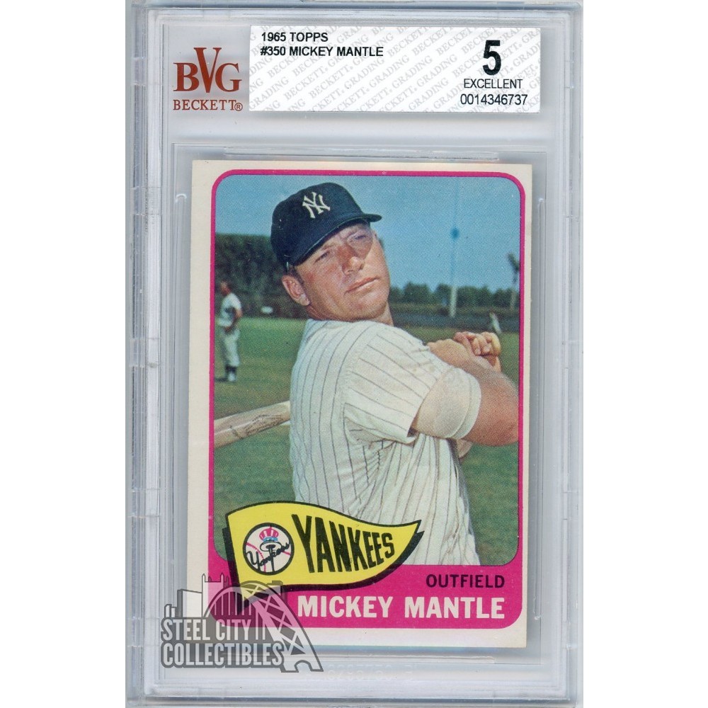 Mickey Mantle 1965 Topps Card #350 BVG 5 Excellent | Steel City Collectibles