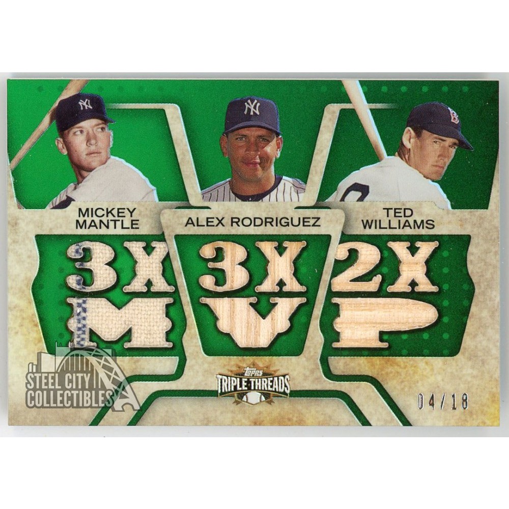 Mickey Mantle Alex Rodriguez Ted Williams 2008 Topps Triple
