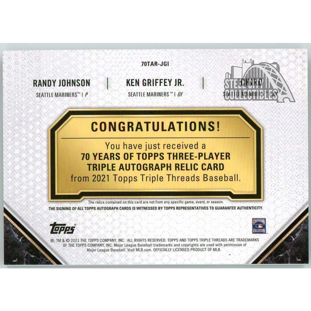 Randy Johnson Ken Griffey Jr Ichiro 2021 Topps Triple Threads