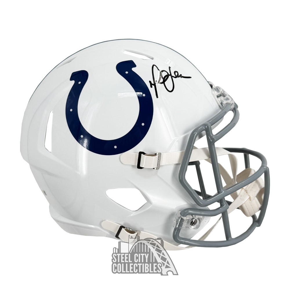 autographed full size football helmets Braylon Edwards & Inscribed Michigan Wolverines Full-Size Authentic Helmet Beckett CoA Each helmet comes authenticated with a PSA Certificate of Authenticity Jalon Daniels and Head Coach