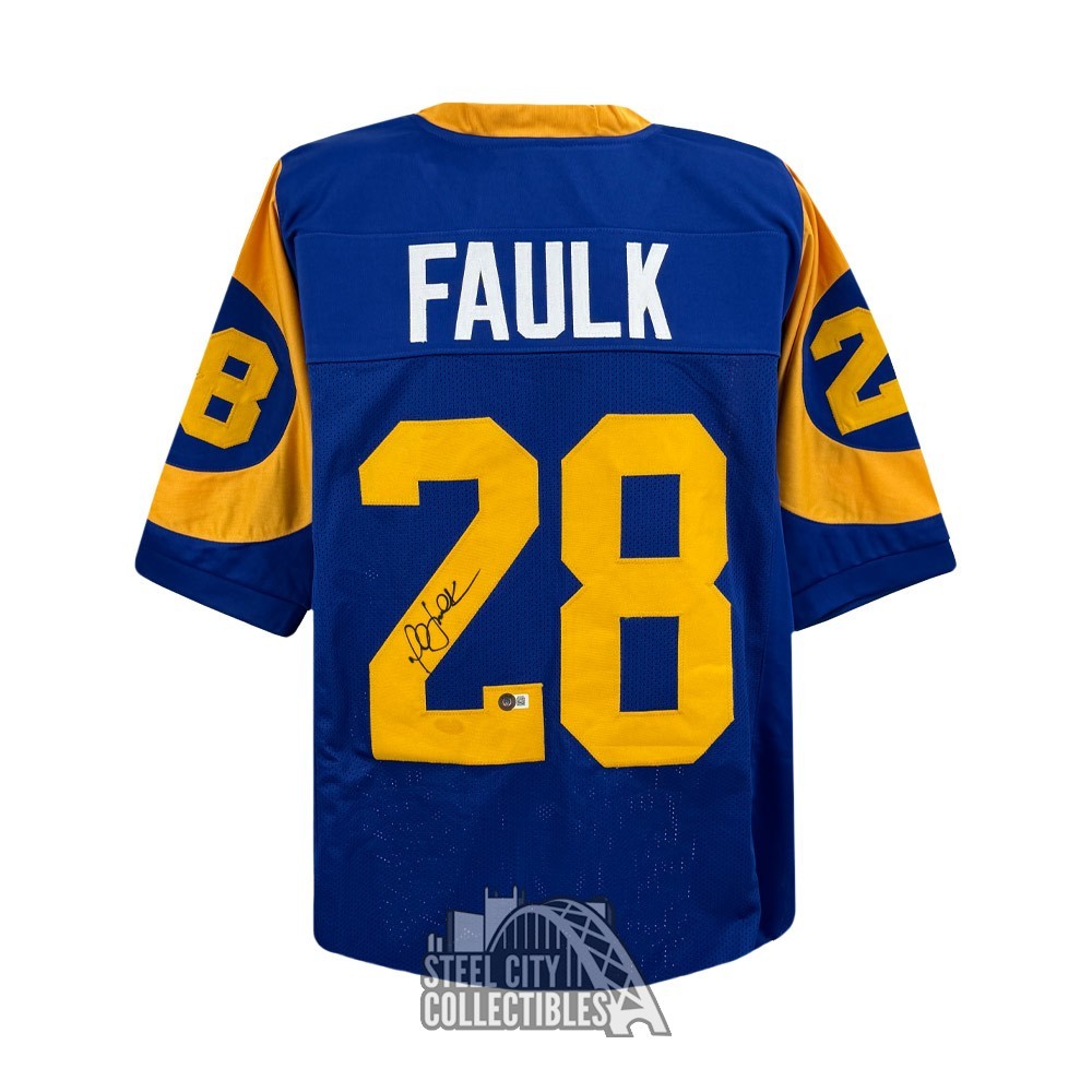 Marshall Faulk Autographed St Louis Custom Football Jersey BAS Steel City Collectibles