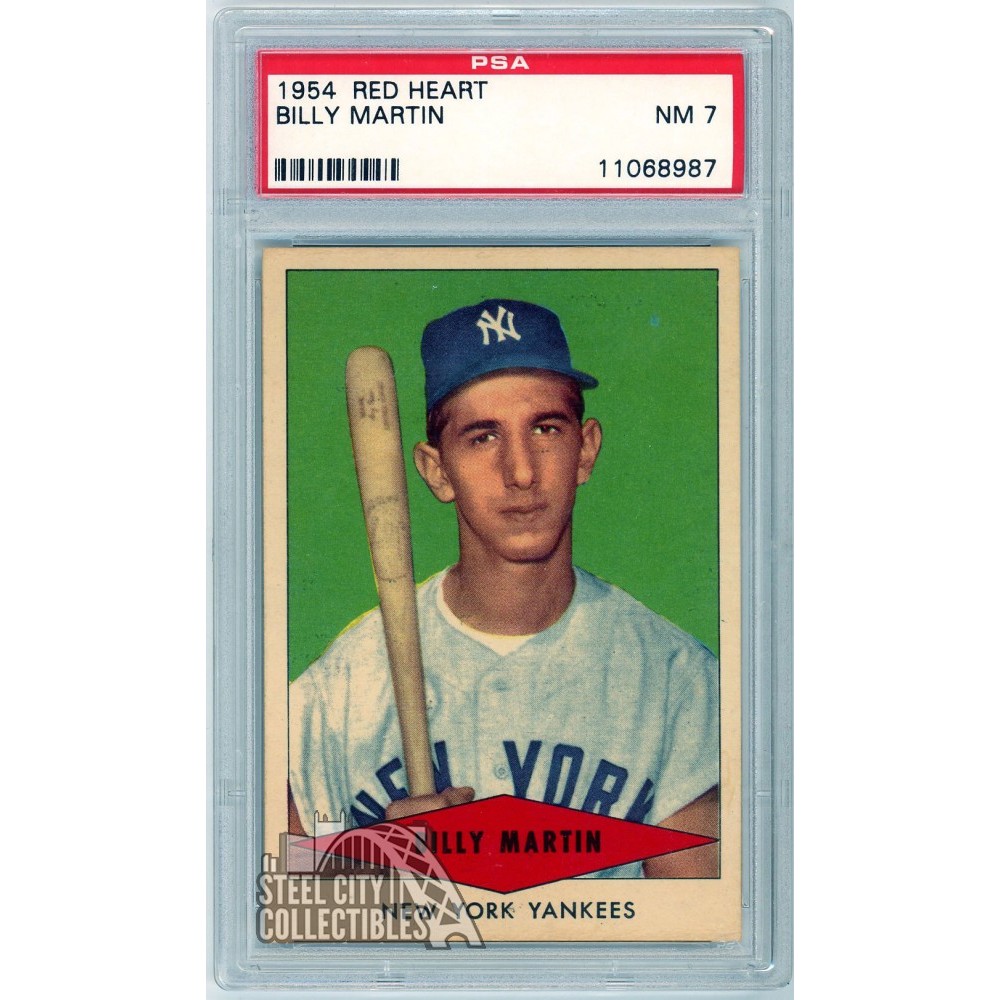 Billy Martin 1954 Red Heart Card PSA 7 NM | Steel City Collectibles