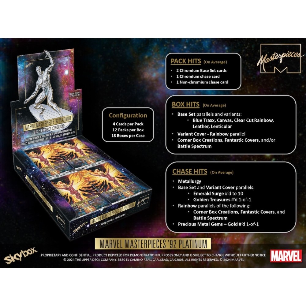 2024 Upper Deck Marvel Masterpieces '92 Platinum Hobby 18-Box Case
