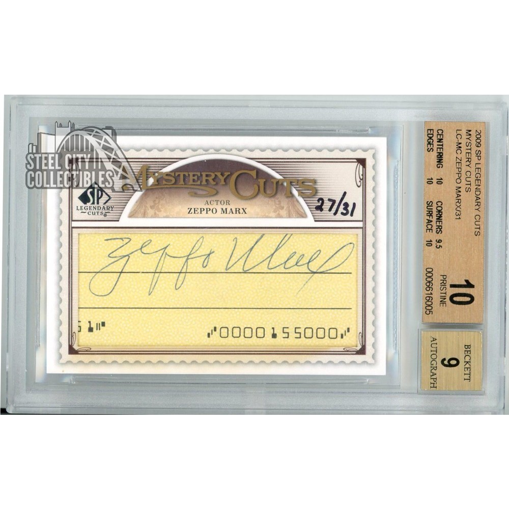 Zeppo Marx 2009 UD SP Legendary Cuts Mystery Cuts Auto Card 27/31 BGS ...