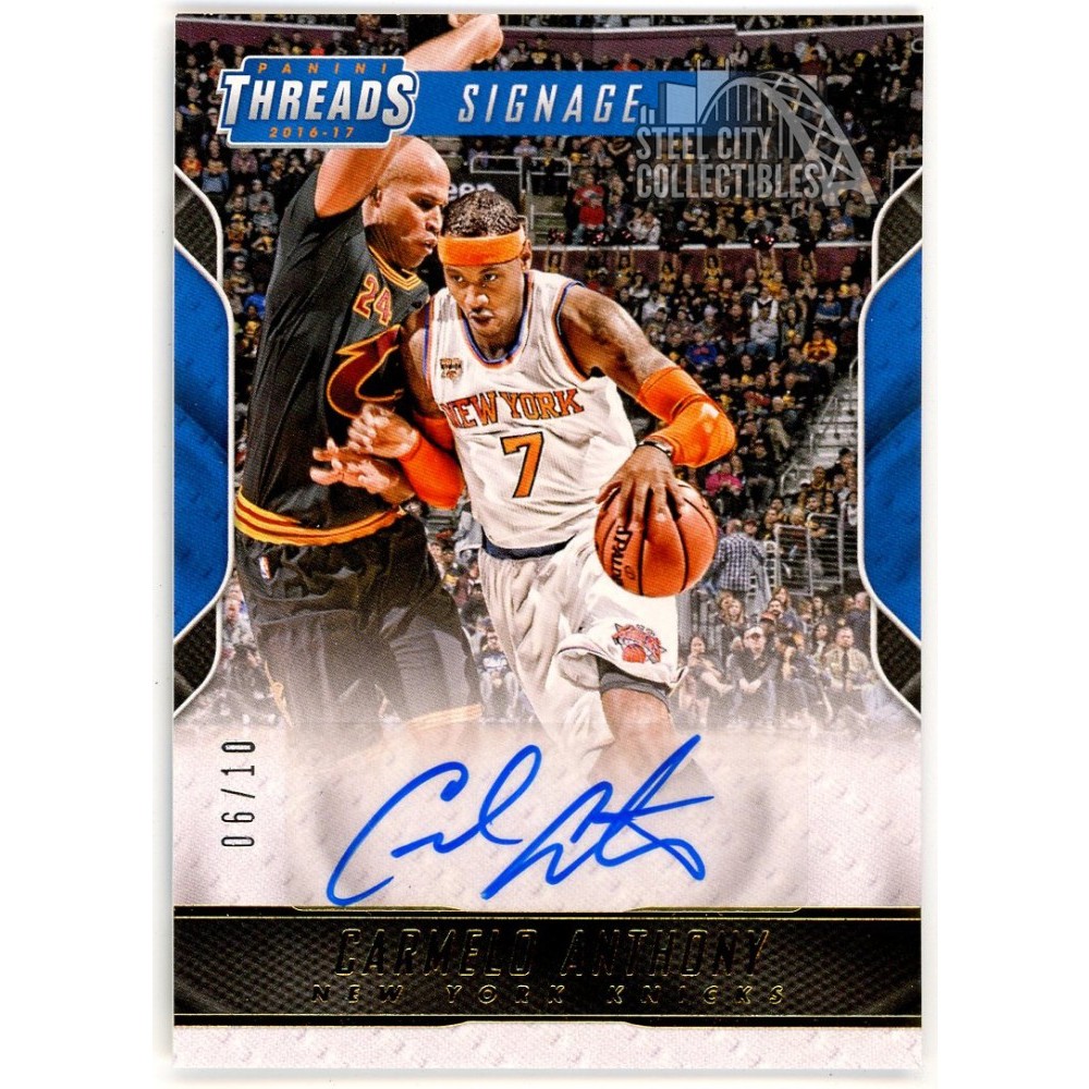 Carmelo Anthony 2016-17 Panini Threads Signage Autograph Card #18