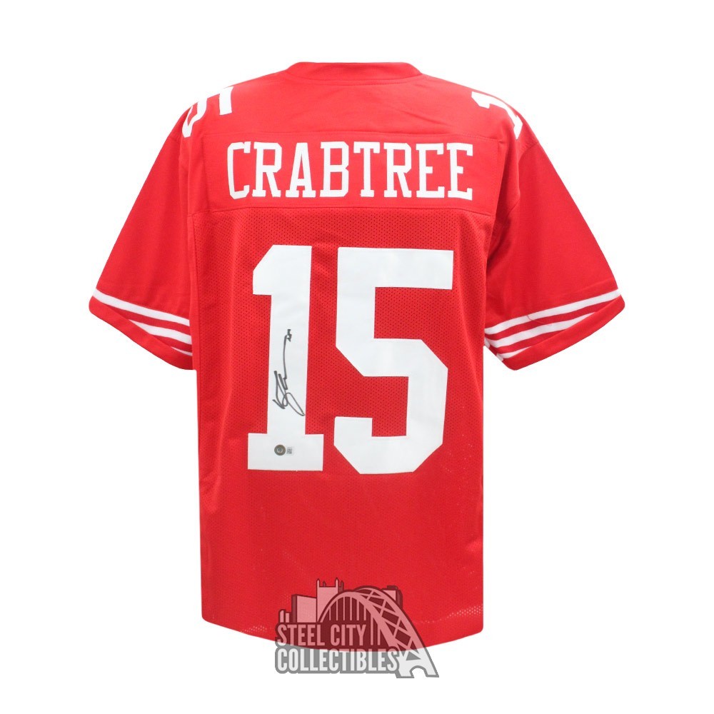 Michael Crabtree Autographed San Francisco Custom Red Football Jersey BAS